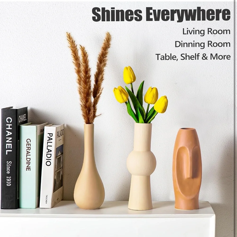 Neutral Ceramic Sculptural Vase Collection for centerpieces
